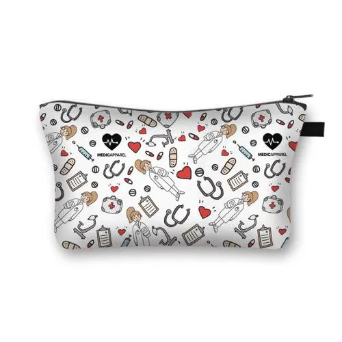 Make Up Pu Leather Flowers 3D Print Fashion Women Brand Makeup Insulated Cosmetic Bag