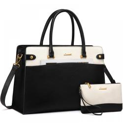 LOVEVOOK  15.6 In Vintage Waterproof Laptop Bag Business Office Shoulder Handbag Purse Laptop Leather Tote Bag For Women Work