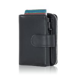 Professional Slim Business Card Carrier Name Card Holder Wallet With Magnetic Shut RFID Blocking Wallet With Pop Up Leather Case