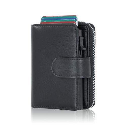 Professional Slim Business Card Carrier Name Card Holder Wallet With Magnetic Shut RFID Blocking Wallet With Pop Up Leather Case