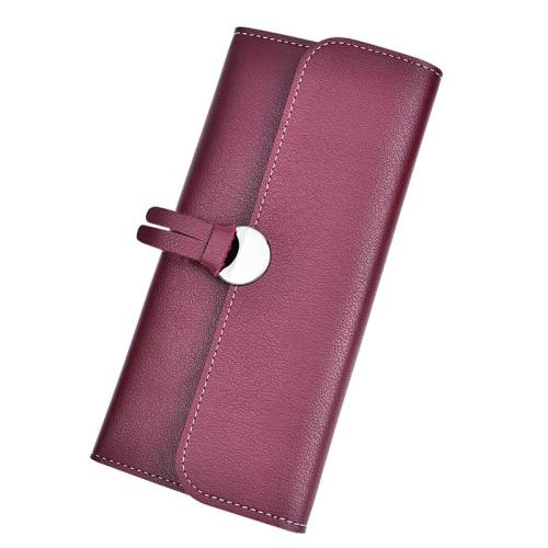 ZR381 New Women's Long Wallet PU Korean Edition Triple Fold Buckle Multi Card Soft Leather Clip Card Bag Spot Wholesale