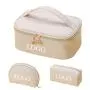 Luxury PU Weave 3Pcs Portable Makeup Travel Bag Multifunctional  Organizer Cosmetic Bags for Women Girls