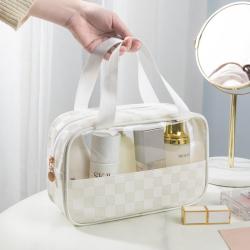 Custom Logo Transparent Make Up Bag Portable Beauty 3pcs Clear Makeup Set Bag Organizer trousse de toilette voyage