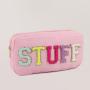 New Candy Color Bride Nylon Pouch Cosmetic Bag Can Be Customized Candy Make Up Bag With Chenille Letter Patches