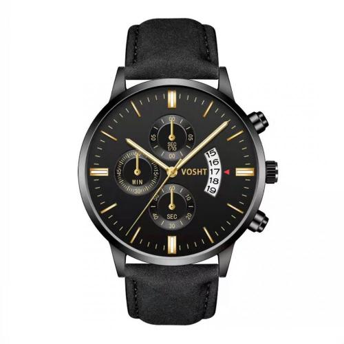 2022 Fashion Leather Man Wrist Watch Band Quartz Wristwatch Reloj Luxury Gold Watch Creative Men Quartz Wristwatches For Men