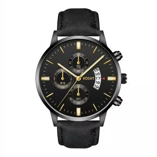 2022 Fashion Leather Man Wrist Watch Band Quartz Wristwatch Reloj Luxury Gold Watch Creative Men Quartz Wristwatches For Men