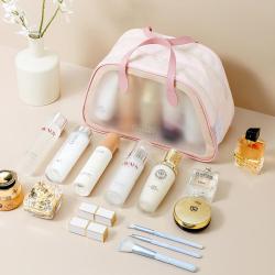 Hot sell factory directly double layer pvc cosmetic bag travel  kits pvc makeup bag  pvc wash bag