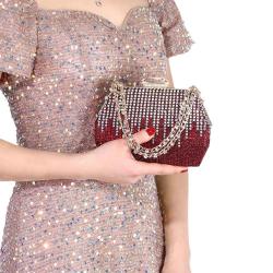 2024 rhinestone chain shoulder bag handbags silvery fashion purses ladies crossbody bags box evening clutch bag