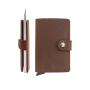 Wholesale Metal Front Pocket Wallet Genuine Leather Pop Up Metal Credit Card Holder Wallet