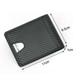 NEW Carbon Fiber Pattern Men's Leather Wallets RFID Blocking Card Bag Vintage Black Credit Card Holder Money Cash Clip