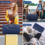 LOVEVOOK Quilted Canvas Weekender Duffle Carry Bags Overnight Travel Handbag Shoulder Tote Bag Trolley Handle Luggage Duffel Bag