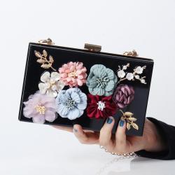 2024 spring Hotselling Gorgeous Girls evening bag Flower Decoration Transparent Purse Box party clutch