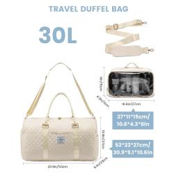 LOVEVOOK 2 in 1 Quilted Travel Weekender Duffel Bag Ladies Fitness Gym Sports Duffles Hospital Maternity Carry on Overnight Bags