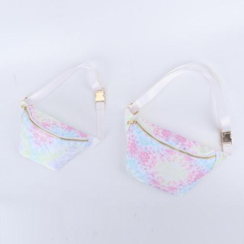 Keymay High Quality Gold Hardware Girls Multi-color Waterproof Nylon Waist Bag Tie Dye Crossbody Bag Kids Fanny Pack Waist Pack
