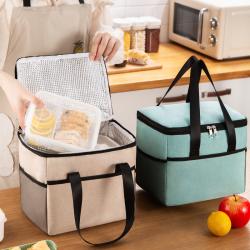 Gelory Hot Sales Large Capacity Square Thermal Insulated Lunch Bento Box Bag Aluminum Foil Thickened Waterproof Lunch Box Bag