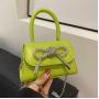 Candy colored bow handbags woman bags Pu leather glossy chain fashionable crossbody shoulder bag for women ladies