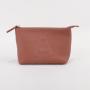 Portable Embroidery Letter Lychee Pattern PU Cosmetic Bag Custom Vegan Leather Makeup Organizer Zipper Pouch Travel Toiletry Bag