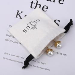 Custom Logo Printing Brush Canvas Drawstring Jewelry Bag Ring Earring Necklace Bracelet Gift Storage Jewelry Pouch