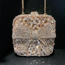 New bow gift box with diamond inlaid small square bag evening bag