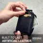 Minimalist Leather Zipper Wallet For Women And Men Slim Multi Card Holder Rfid Blocking And Keychain Ring Card Case