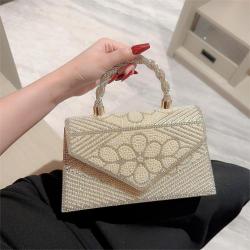 NEW Women's Pearl Clutch Bag Noble Crystal Beaded Evening Bags Wedding Clutch Purse Bag with Handle Handbag