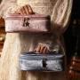 Multifunctional Travel Skincare Organizer Mesh Cosmetic Pouch Make Up Bags Velvet Cosmetic Bag Blue Velvet Makeup Case