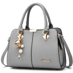 2024 new arrived british fashion brand handbag vegan gray leather handbag ladies classic style business women tote