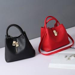 Solid Color Ladies Designer Bucket Bag Hasp Fashion Top Handle Satchel Bags Soft PU Leather Shoulder Purse 2 Sets with Pouch