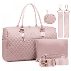 LOVEVOOK 5 in1 Diaper Tote Travel Bags 5pcs High Quality Mommy Weekender Duffel Bags Ladies Overnight Bag For Women