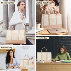 LOVEVOOK Quilted Design Laptop Bags for Women 15.6 in Waterproof Work Tote Bag with Clutch Travel Business Shoulder Bag Handbag