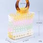 XINYU 2023 Autumn New Mixed Color Hollow out Retro Square Hand Beaded Acrylic Resin Round Handbag