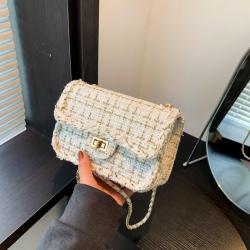 Woven fashionable small fragrant style bag, spring and summer woolen chain new style of the year, shoulder crossbody handbag