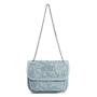 2024 Custom Wrinkle Fabric Leather Shoulder Bag For Fashion Women With Silver Chain