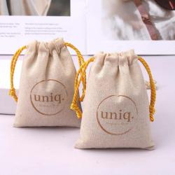 Recyclable Small Colico Antique Jewelry Storage Pouch Custom Logo Printed Drawstring Cotton Gift Packaging Musin Bag