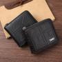 New style men's wallet with zipper, men's money clip,soft leather wallet for young, large capacity and multi-card slot wallet
