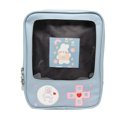 Wholesale Fashion Leather Girls Leather Backpack Clear PVC Window Ita Bags Custom Backpack for School
