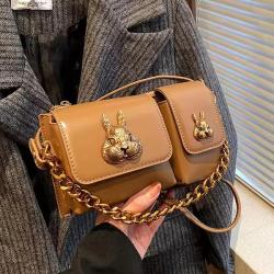 Vintage Sling Bags For Womens Luxury Designer Handbags And Purses New PU Metallic rabbit Head Small Underarm Shoulder bag