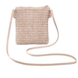 Summer European and American fashion mini mobile phone crossbody bag solid color straw woven women's bag