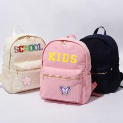 Keymay Custom High Quality Plain Color Kids Teenager Back to School Smell Proof Book Bag Corduroy School Bag Corduroy Backpack