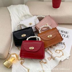 Pearl crocodile pattern handbag for women small square bags ladies hand bags 2024 female wholesale shoulder bag
