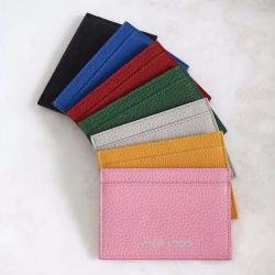 Genuine Leather Women Slim Custom Logo RFID Blocking Minimalist Ladies Credit Name Card Holder Id Business Cardholder Wallet
