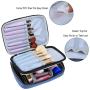 Blue Double Layer Travel Cosmetic Bag Case Makeup Organizer Bag with Handle Strap for Makeup