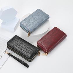 New Fashion and Popular Crocodile Pattern Double Zipper Wallet