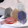 New metal box purse fashion handbags woman party wedding bag round luxury rhinestone tassels evening bag lady bags pochette femme