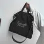 Corduroy Handbags Literary Embroidery Letter Tote Bag Retro College Style One-shoulder Diagonal Handbag Big Bag