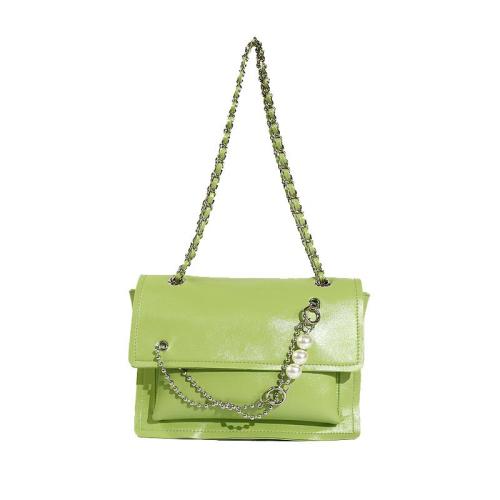 2024 Wholesale Oiled Waxed Leather Shoulder Bag For Fashion Women With Pearl Chain Charm