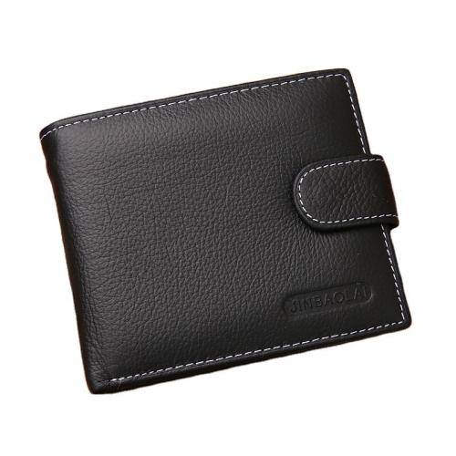 Wallets For Men  Genuine Cow Leather Short Zipper Hasp Male Purse Coin Pocket Card Holder Vintage Men Wallets