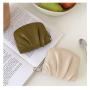 ZWY306 New Fashion Women Small Pleated PU Coin Purse Daily Solid Color Zipper Wallet Wholesale Practical Waterproof Card Case