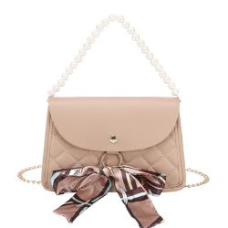 2024 New Mini Fashionable Lady's Embroidered Shoulder Bag Small Square Beaded Bow with Single Chain Portable DIY Accessories