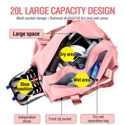 Fashion Nylon Waterproof Sports Gym Fitness Bag  with Shoebox Custom Logo Duffel bag Women's Travel bag